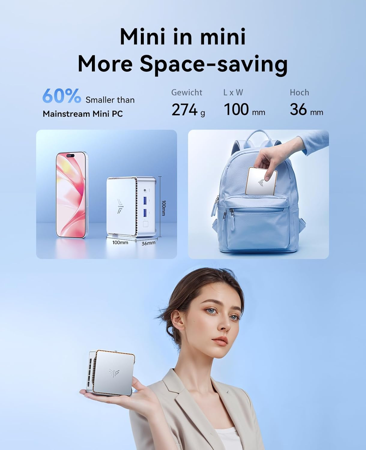KAMRUI E2 Mini PC 11 Pro, Intel Twin Lake N150 Mini Computer, 8GB RAM 256GB M.2 SSD, Micro PC Support 4K Display/USB3.2/WiFi/BT/Gigabit Ethernet Mini PC Home/Office