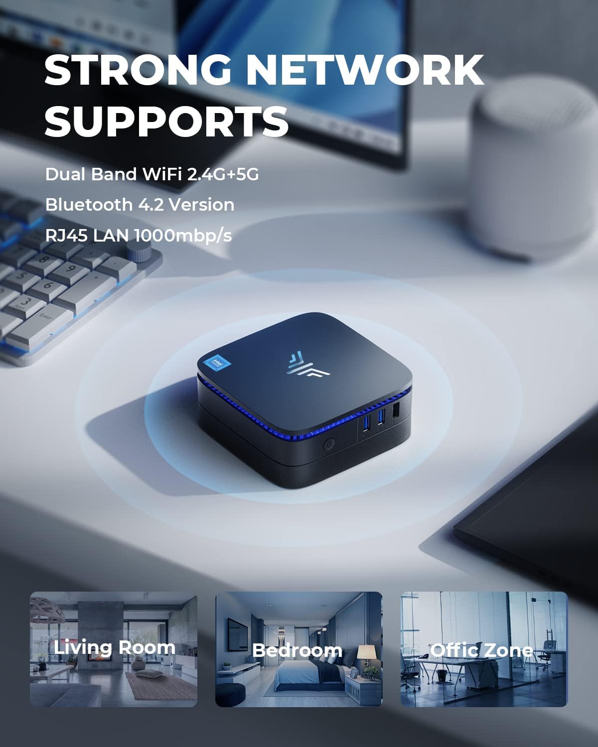 KAMRUI Mini PC 16GB DDR4 RAM, 1TB M.2 NVME SSD Desktop Computers, Alder Lake N95(up to 3.4 GHz) Micro Computer Support 4K UHD/HDMI 2.0/LAN/Dual-Band WiFi for Home Server