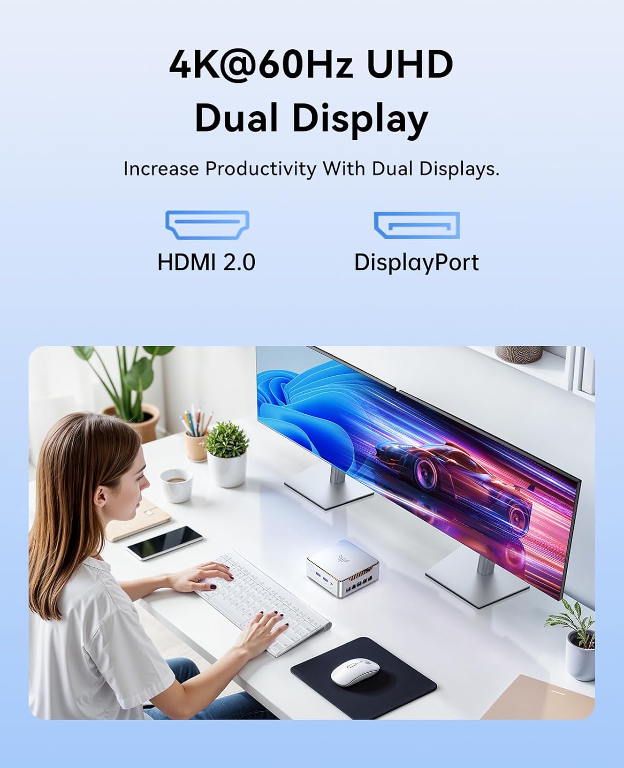 KAMRUI E2 Mini PC 11 Pro, Intel Twin Lake N150 Mini Computer, 8GB RAM 256GB M.2 SSD, Micro PC Support 4K Display/USB3.2/WiFi/BT/Gigabit Ethernet Mini PC Home/Office