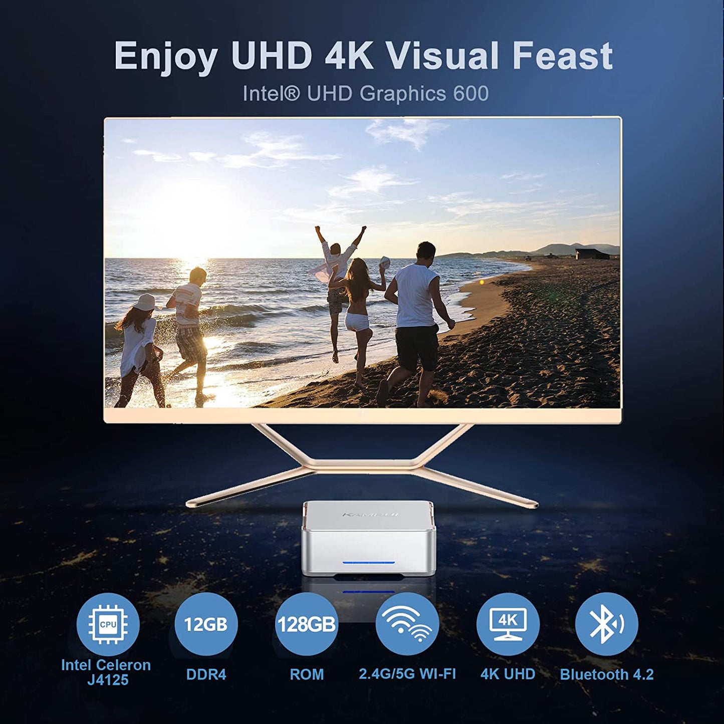 Mini PC 12GB DDR4/128GB SSD, Celeron J4125 (up to 2.7GHz) Windows 10 Pro Mini Desktop Computer, Support 4K HD/Triple Display/Dual Band WiFi/Gigabit Ethernet Perfect for Business
