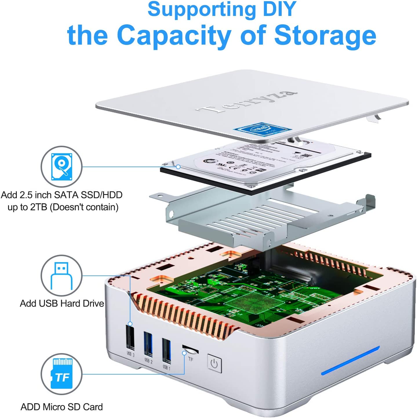 Mini Computer Intel Celeron N3350 Processor(up to 2.4GHz),Mini PC Windows 10 Pro,4GB LDDR3 64GB EMMC,Small PC Support Triple Display/4K HD/2.4G+5G Dual-Band WiFi for Office Business Home Theater