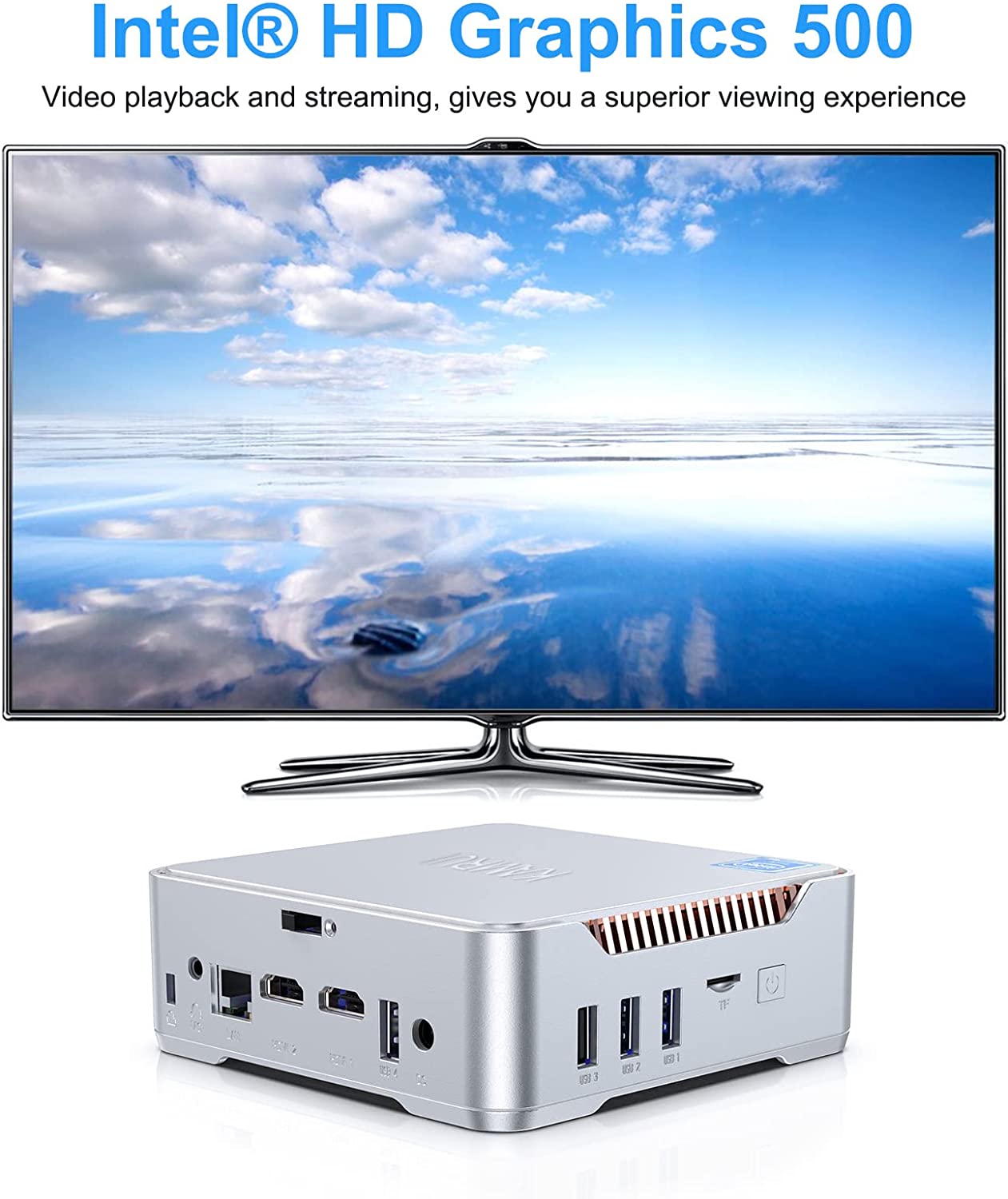 Mini Computer Intel Celeron N3350 Processor(up to 2.4GHz),Mini PC Windows 10 Pro,4GB LDDR3 64GB EMMC,Small PC Support Triple Display/4K HD/2.4G+5G Dual-Band WiFi for Office Business Home Theater