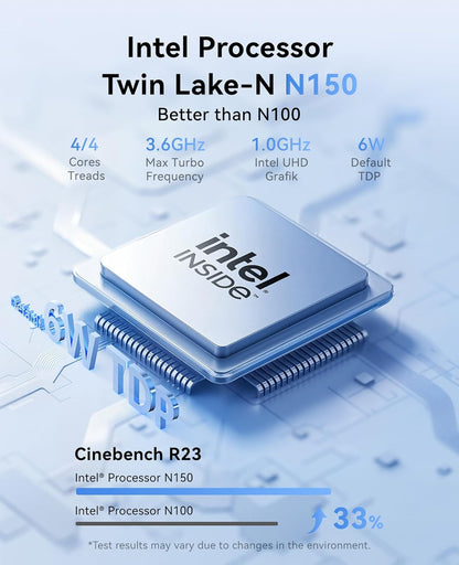 KAMRUI E2 Mini PC 11 Pro, Intel Twin Lake N150 Mini Computer, 8GB RAM 256GB M.2 SSD, Micro PC Support 4K Display/USB3.2/WiFi/BT/Gigabit Ethernet Mini PC Home/Office