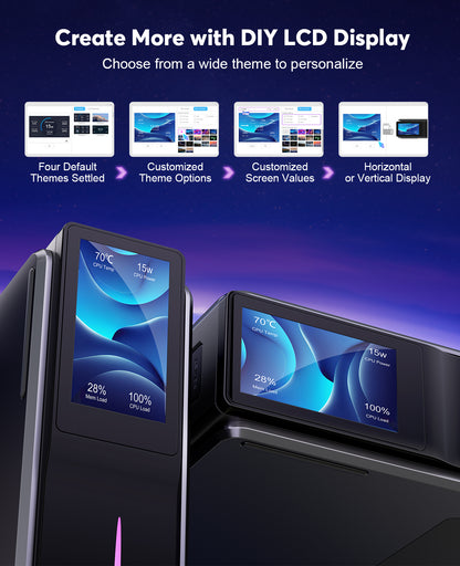 Mini PC Intel N100 CPU (up to 3.6 GHz), 16GB DDR4 RAM 512GB 15W TDP S1 Mini Computer with DIY LCD Screen, Vertical Mini Desktop PC with RGB Light, WiFi 6/BT 5.2/4K/Dual LAN for HTPC/Office