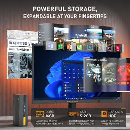 Mini PC AD15 intel i5 11500B up to 4.6GHz 16GB DDR4 512GB NVME SSD Mini Computers, Small Desktop Tower Gaming PC Support WiFi6/BT5.2/Type C/HDMI/Fan/4K/Office/Gaming