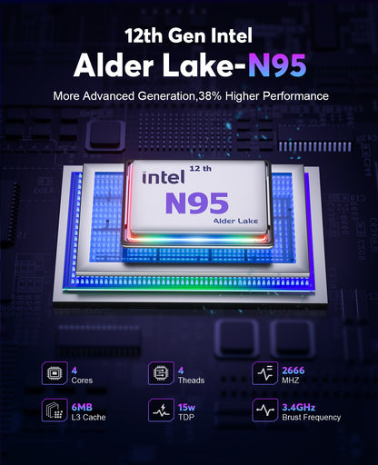 Mini PC Intel N100 CPU (up to 3.6 GHz), 16GB DDR4 RAM 512GB 15W TDP S1 Mini Computer with DIY LCD Screen, Vertical Mini Desktop PC with RGB Light, WiFi 6/BT 5.2/4K/Dual LAN for HTPC/Office