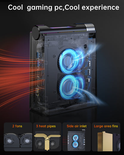 KAMRUI Mini PC Gaming,32GB DDR5 Dual Channel 512GB SSD AMD Ryzen 7 7735HS, Support 4K Triple Screen,RGB Lights,WiFi6,BT5.2,Type C