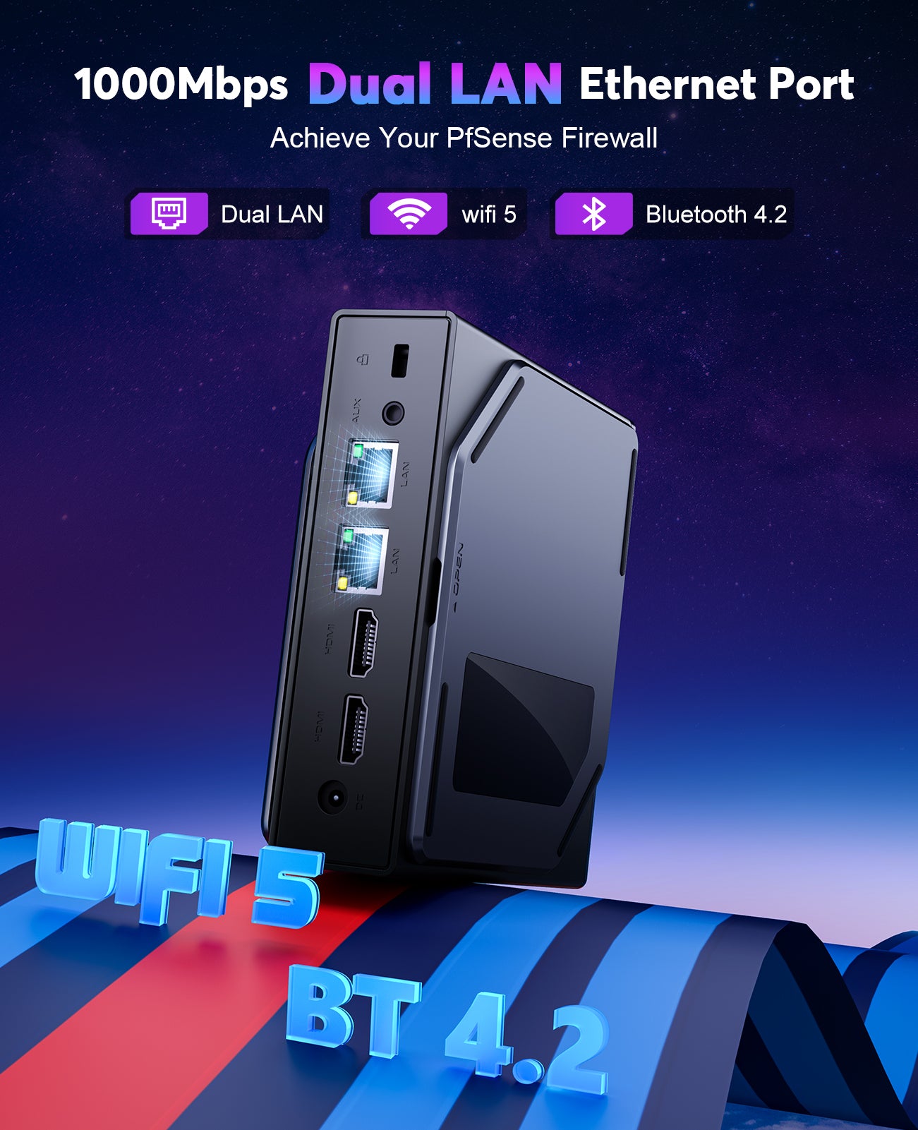 Mini PC Intel N100 CPU (up to 3.6 GHz), 16GB DDR4 RAM 512GB 15W TDP S1 Mini Computer with DIY LCD Screen, Vertical Mini Desktop PC with RGB Light, WiFi 6/BT 5.2/4K/Dual LAN for HTPC/Office