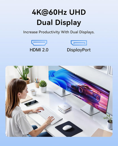 KAMRUI E2 Mini PC 11 Pro, Intel Twin Lake N150 Mini Computer, 8GB RAM 256GB M.2 SSD, Micro PC Support 4K Display/USB3.2/WiFi/BT/Gigabit Ethernet Mini PC Home/Office