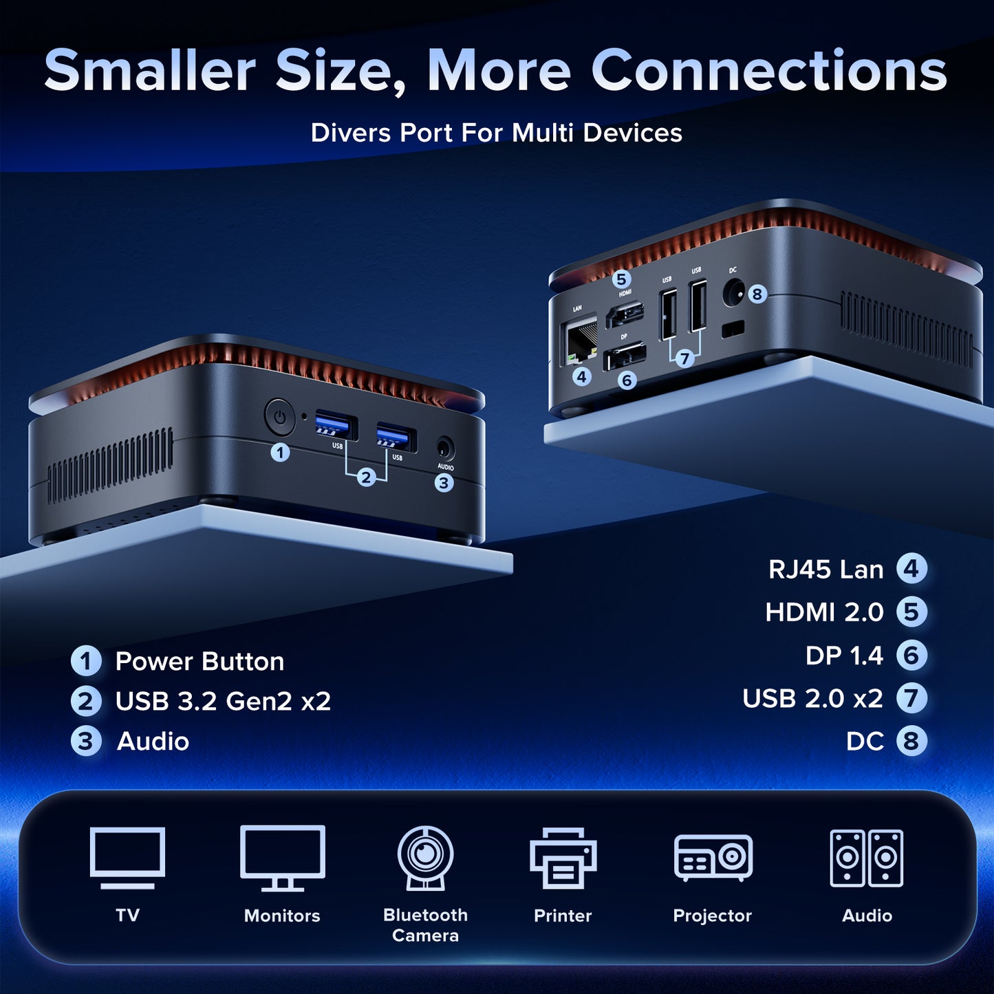 KAMRUI Essenx E1 Mini Computer with Intel Processor N97, Mini Desktop PC 16GB DDR4 512 GB M.2 SSD, Desktop Computer with Dual 4K Display, Ethernet, WiFi, Bluetooth