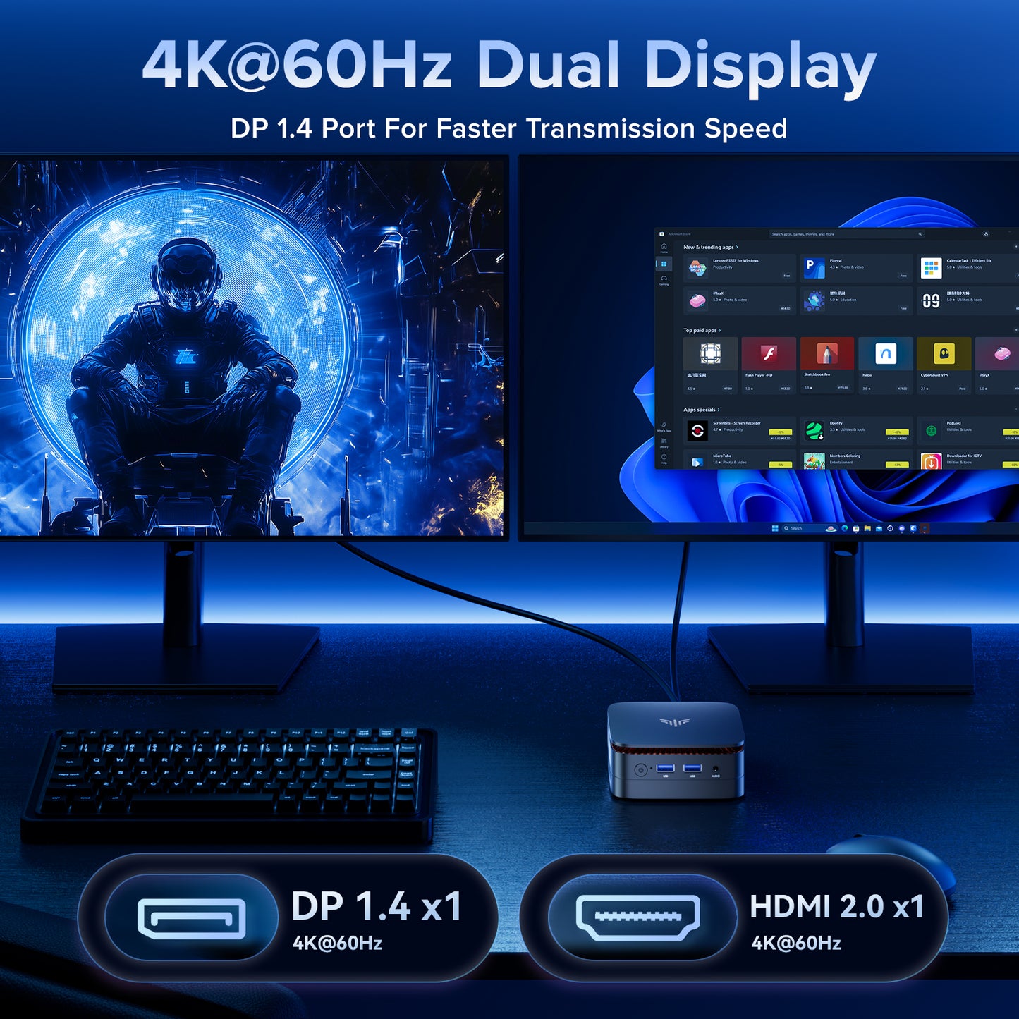 KAMRUI Essenx E1 Mini Computer with Intel Processor N97, Mini Desktop PC 16GB DDR4 512 GB M.2 SSD, Desktop Computer with Dual 4K Display, Ethernet, WiFi, Bluetooth