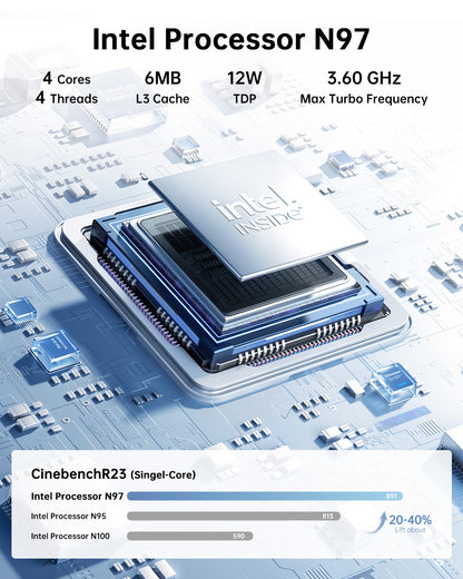 KAMRUI E2 Mini PC 11 Pro, 12th Gen Alder Lake- N97(up to 3.6GHz) Micro PC(Beat N150), 16GB RAM 512GB M.2 SSD, Mini Computer Support 4K Display/USB3.2/WiFi/BT/Gigabit Ethernet Mini PC