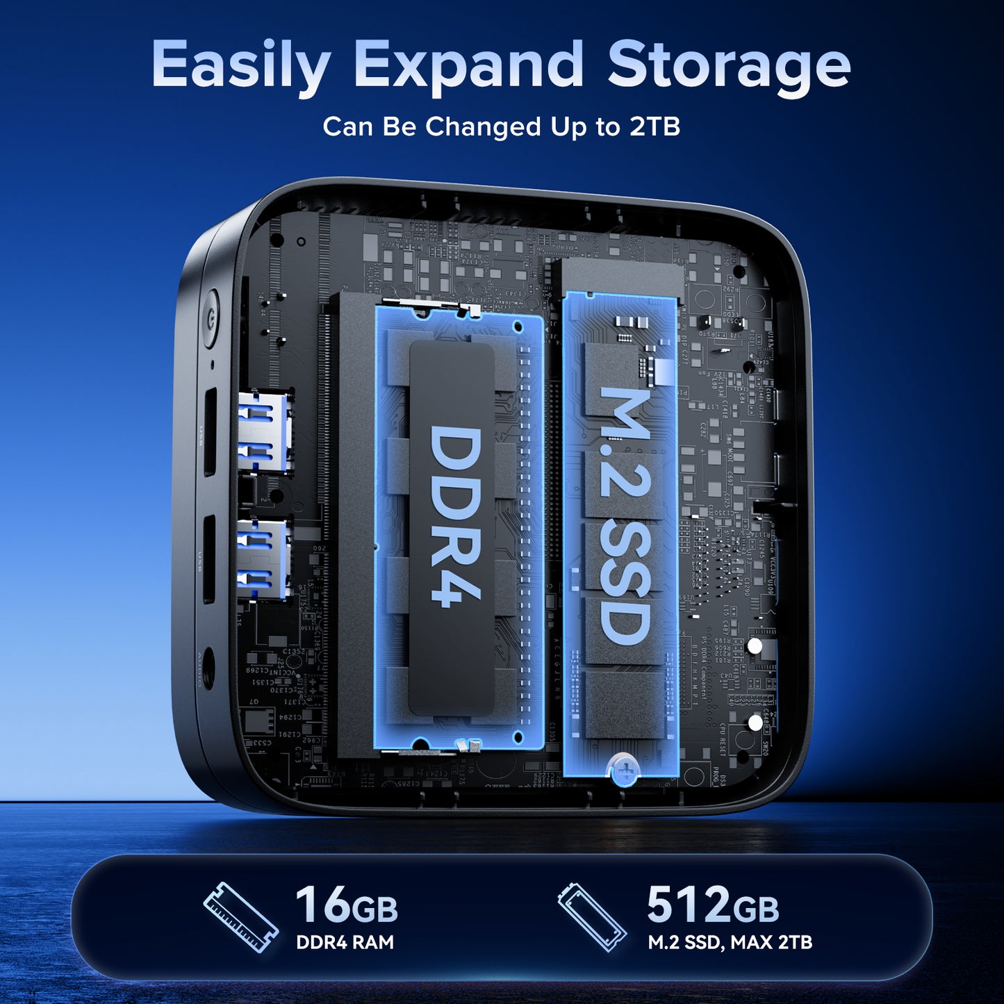 KAMRUI Essenx E1 Mini Computer with Intel Processor N97, Mini Desktop PC 16GB DDR4 512 GB M.2 SSD, Desktop Computer with Dual 4K Display, Ethernet, WiFi, Bluetooth