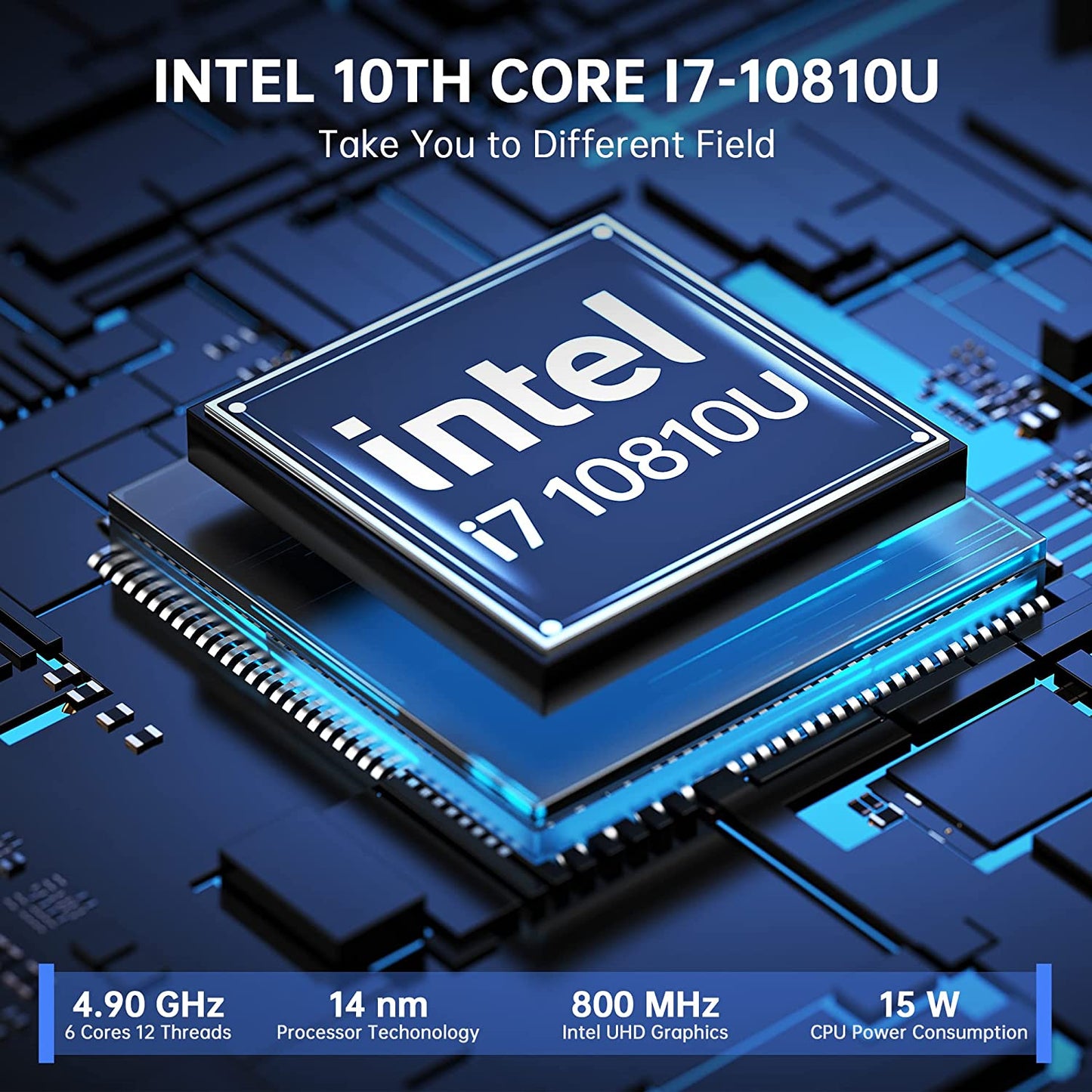 Mini PC Intel i7-10810U (up to 4.9 GHz) 16GB LPDDR4 512GB M.2 SSD Micro Desktop Computers, Windows 11 Pro Office PC, HDMIx2+VGA Triple Output 4K Type-C USB 3.0 Gigabit Ethernet iFi 5. Blurtooth 4.2