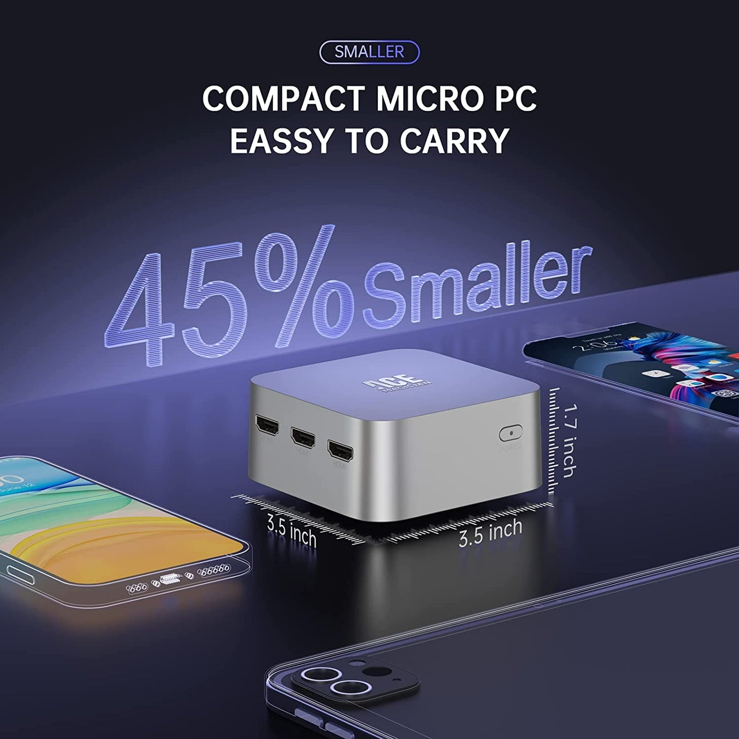 Mini PC Dual Ethernet Ports, Intel N5095 8GB RAM 256GB M.2 SSD 203G PC, Small PC Windows11 Pro HDMI 4K@60 3-Screen Display, 2.4/5G WiFi, BT4.2 Low Power Consumption for Home cinema. Office
